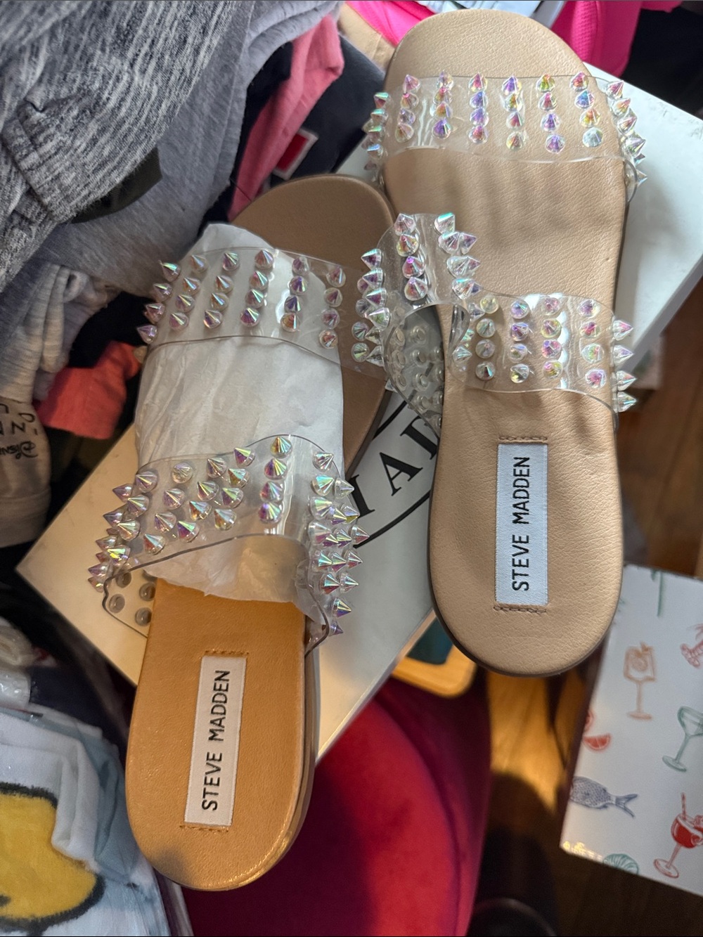 Steve Madden Beige Studded Sandals